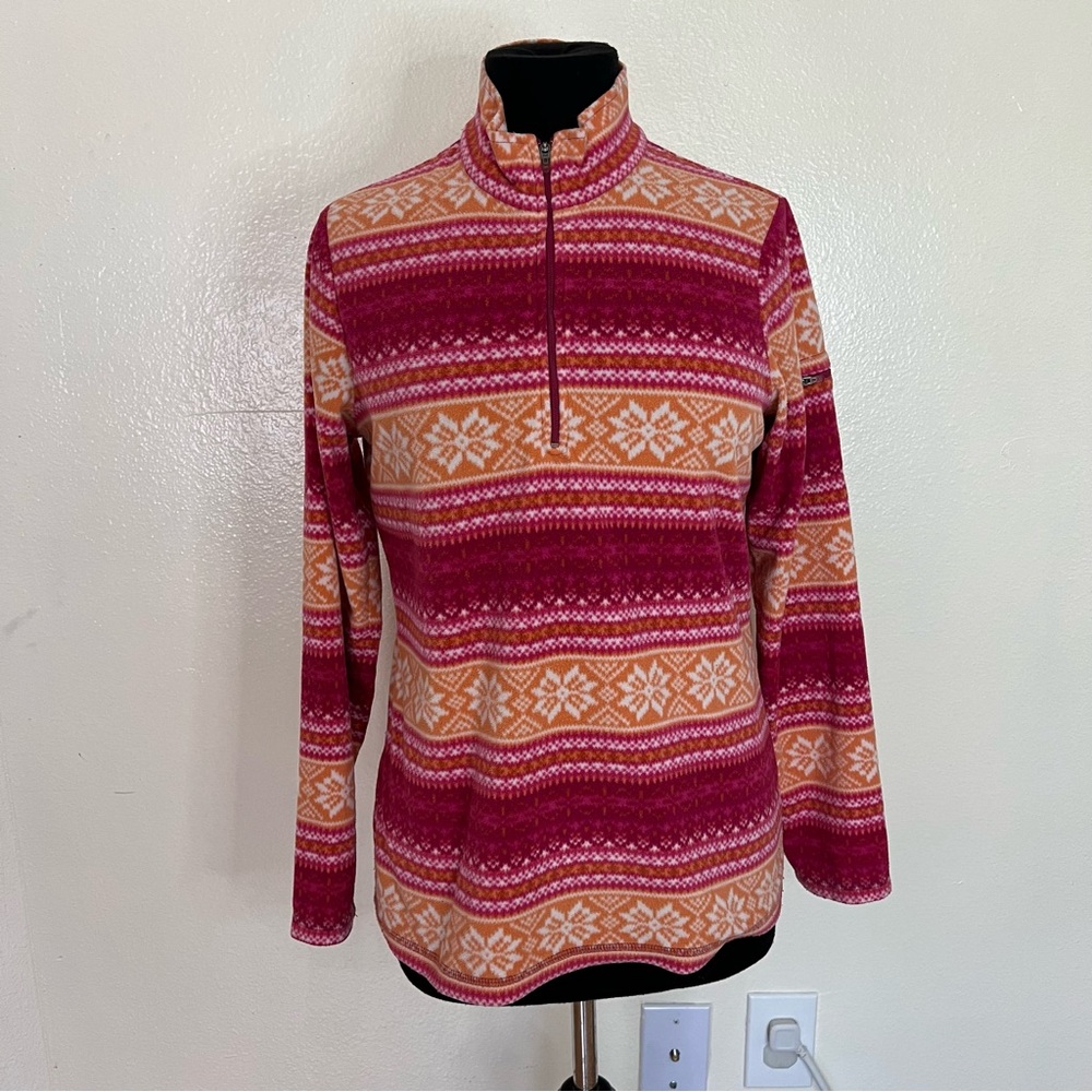 LL Bean Womens 1/4 Zip Aztec Fleece Pullover